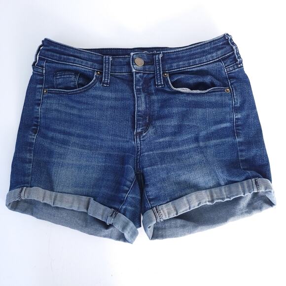 Universal Thread High Rise Midi Blue Jean Shorts Size 0, Denim, Roll Cuff - Picture 1 of 7